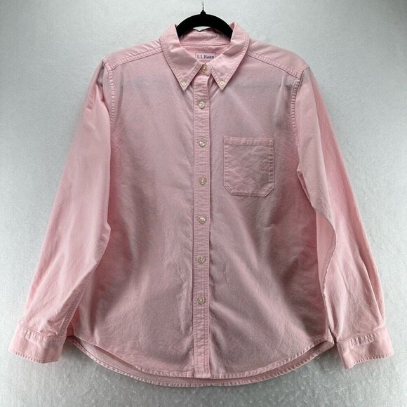 L.L. Bean Tops - LL BEAN Top Womens Size M Shirt Button Front Long Sleeve Cotton Woven Pink